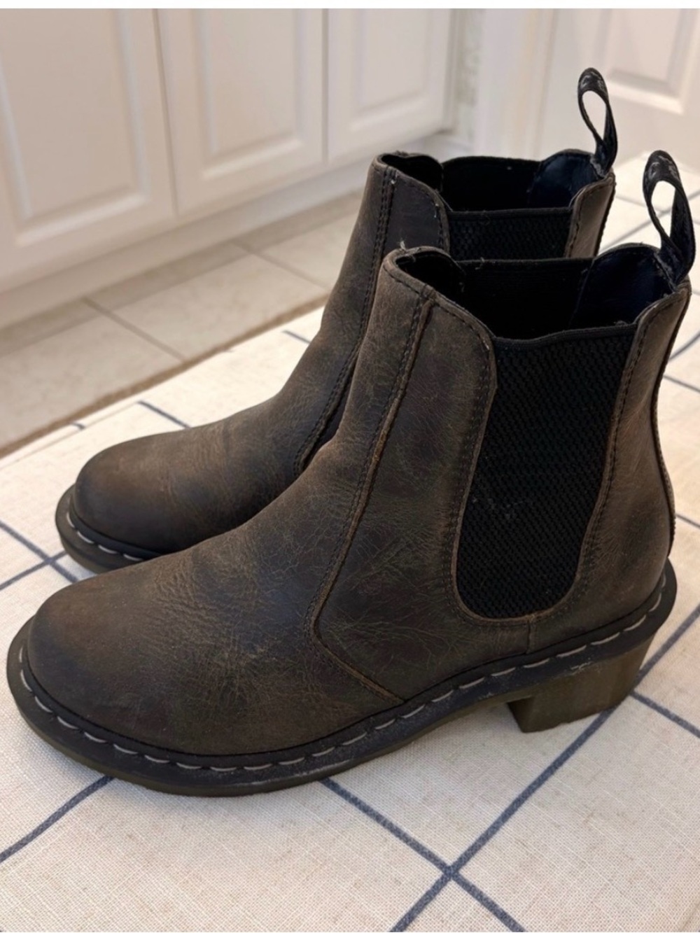 Dr. Martens Candace Brown Leather Chelsea Heeled Boots